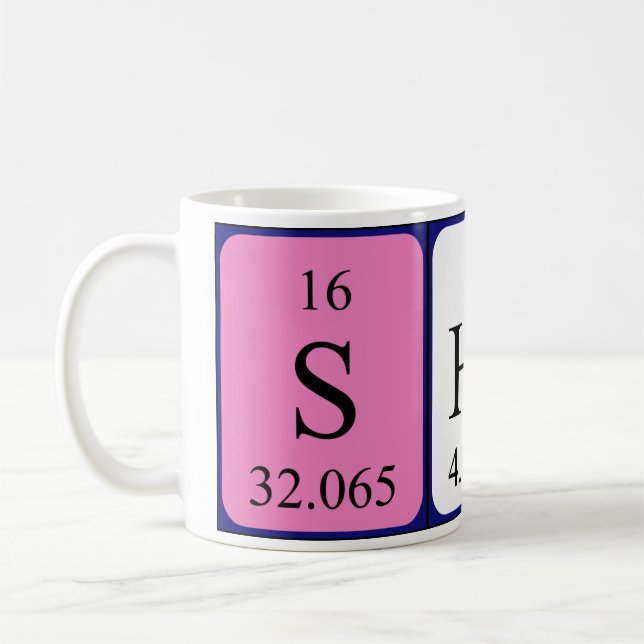 Sheer periodic table name mug (Left)