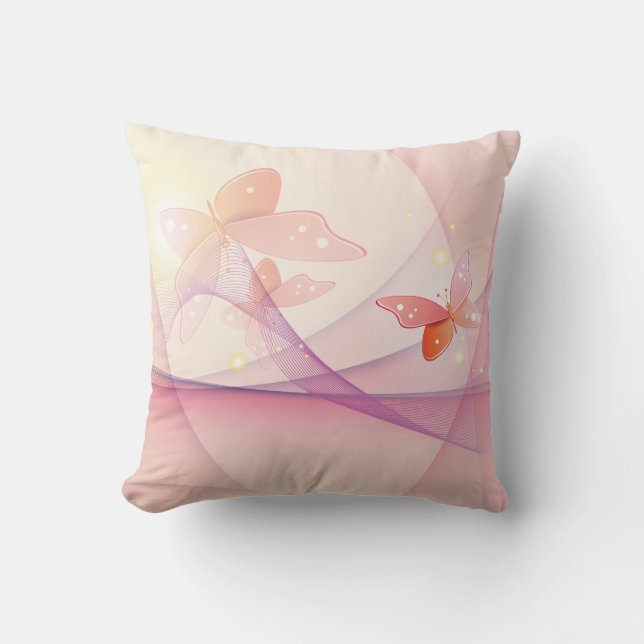 Sheer Pink Butterfly Veil American MoJo Throw Pillow (Front)