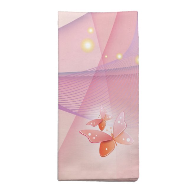 Sheer Pink Butterfly Veil Cloth Napkin (Folded)