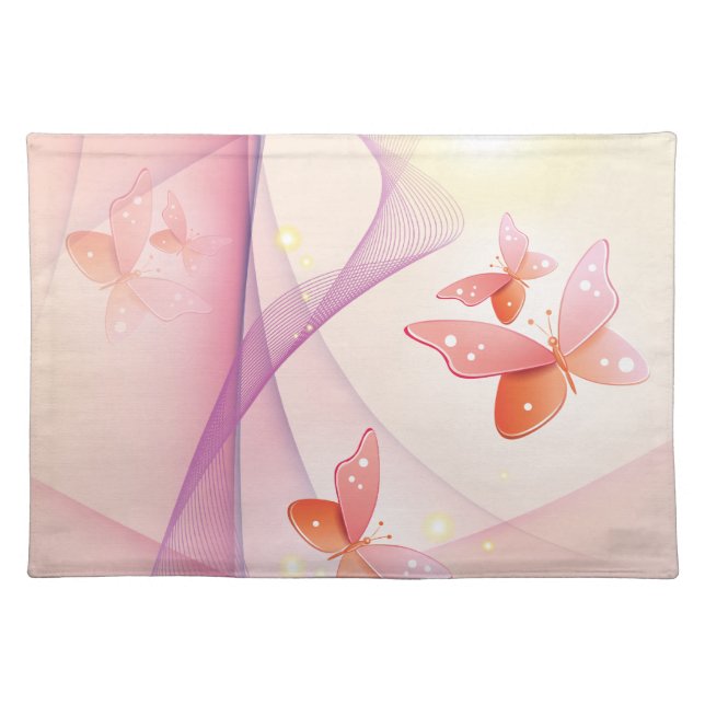 Sheer Pink Butterfly Veil Placemat (Front)