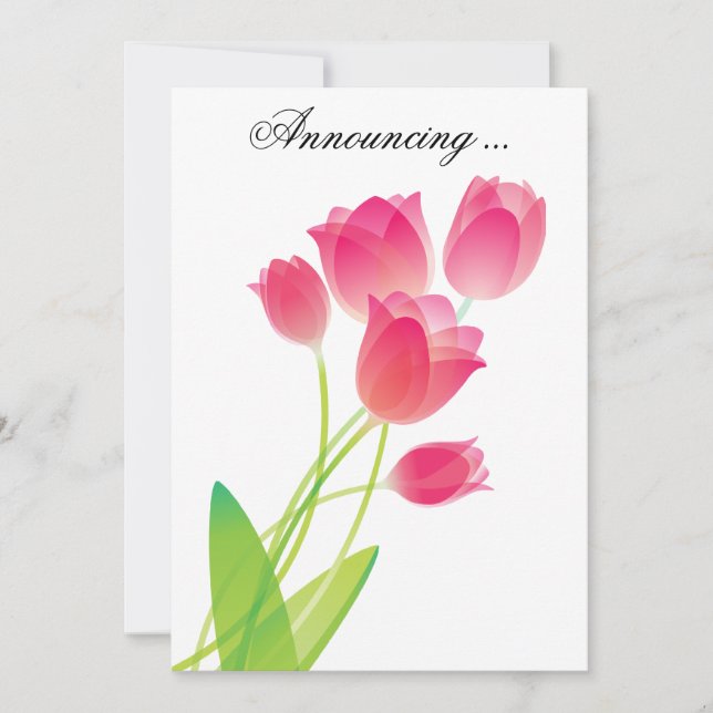 Sheer Pink Tulips Invitation (Front)