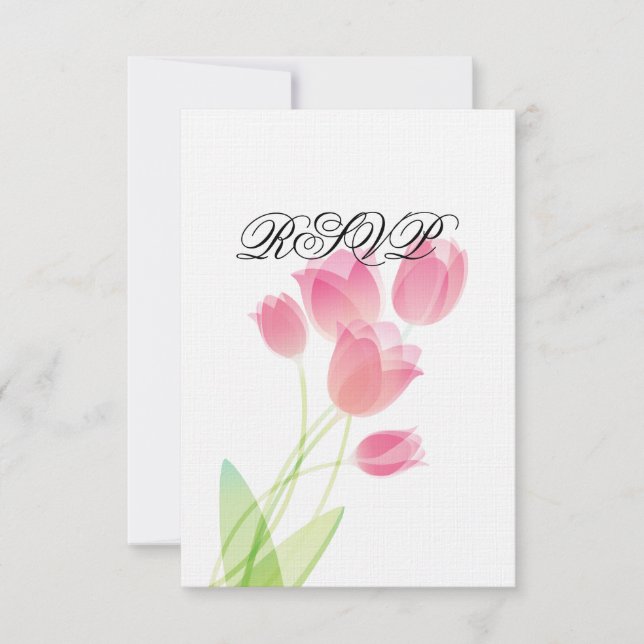 Sheer Pink Tulips RSVP Card (Front)