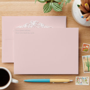 Sheer Poinsettia Lace Blush Envelope