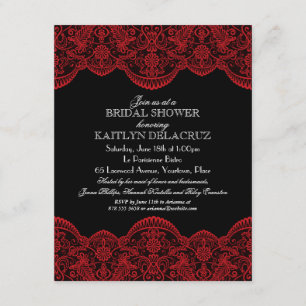 Sheer Red Lace Bridal Shower 2 Invitation