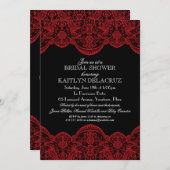 Sheer Red Lace Bridal Shower Invitation (Front/Back)