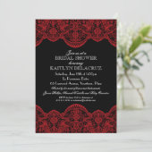 Sheer Red Lace Bridal Shower Invitation (Standing Front)