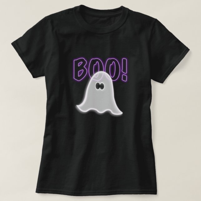 Sheer Semi-Transparent Purple Boo Ghost T-Shirt (Design Front)