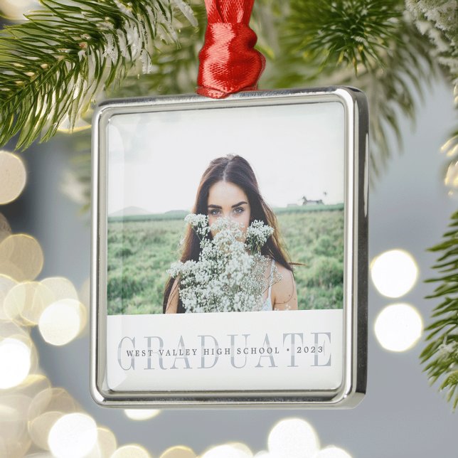 Sheer Stripe | Graduation Photo Metal Ornament (Creator Uploaded)
