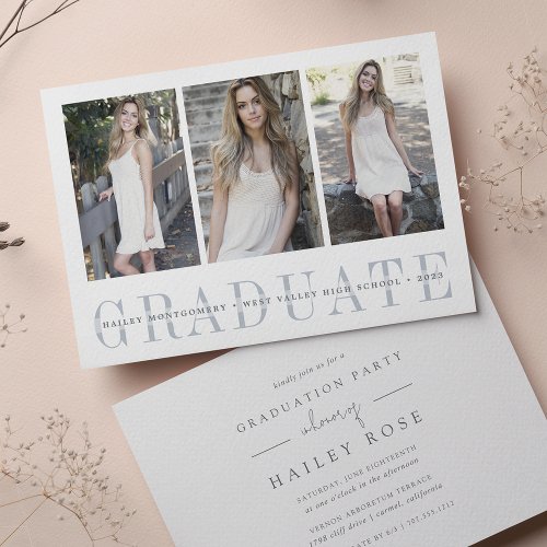 Sheer Stripe  Multi Photo Graduation Party Invitation