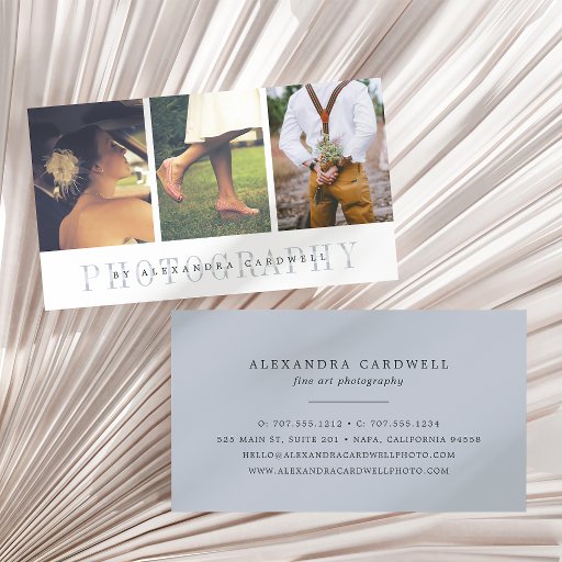 Customizable Sheer Stripe | Multi Photo Photographer Business Card
