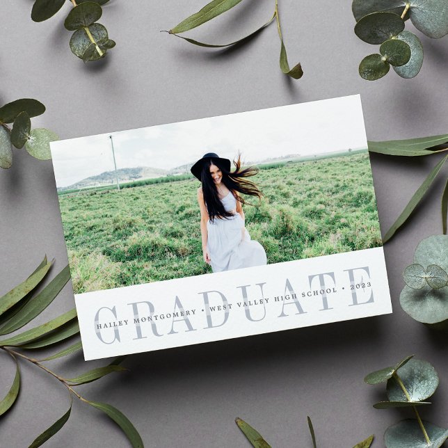 Sheer Stripe | Photo Graduation Announcement Card (Creator Uploaded)