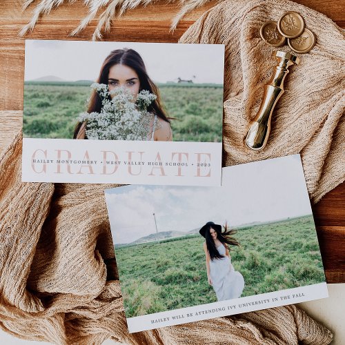 Sheer Stripe  Two Photo Graduation Announcement