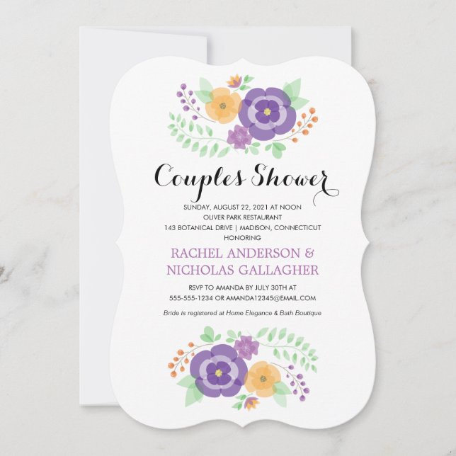 Sheer Summer Flowers | Couples Shower Invitation (Front)