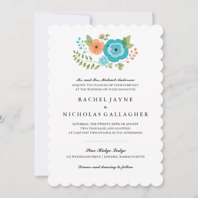 Sheer Summer Flowers | Wedding Invitation (Front)