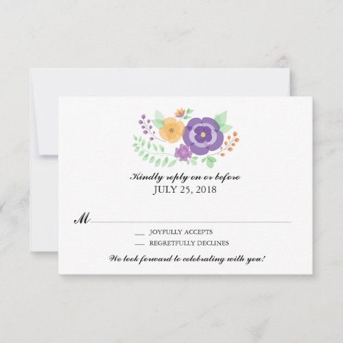 Sheer Summer Flowers  Wedding RSVP