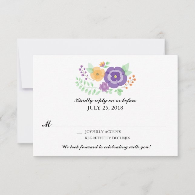 Sheer Summer Flowers | Wedding RSVP Card (Front)