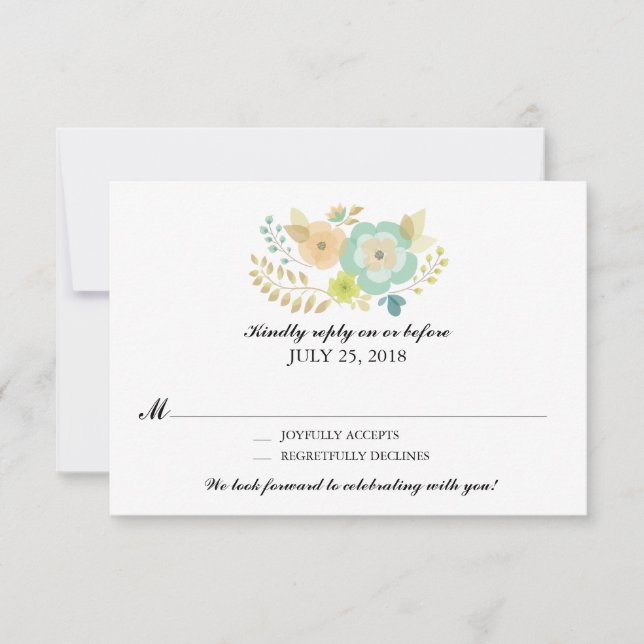 Sheer Summer Flowers | Wedding RSVP Card (Front)