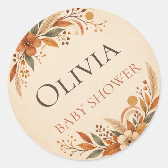 Sheet:Boho Fall Baby Shower Envelope Seals (Front)