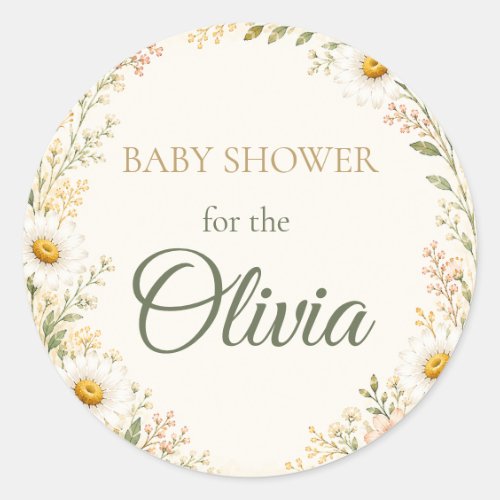 Sheet:Botanical Baby Shower Daisy Flower seals