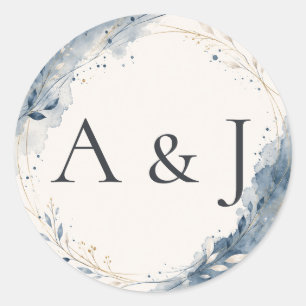 Sheet:Dusty Blue Bride Groom Monogram Wedding Seal