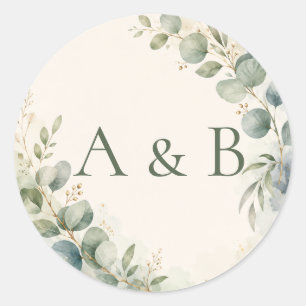 Sheet:Eucalyptus Wedding Envelope Seals for Couple