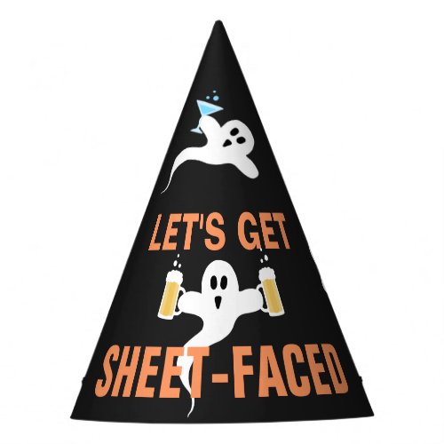 Sheet_Faced Funny Ghost Drinking Pun Halloween Party Hat