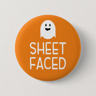 Sheet Faced Funny Halloween Party with Cute Ghost Button