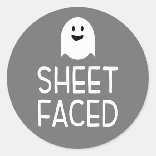 Sheet Faced Funny Halloween Party with Cute Ghost Classic Round Sticker