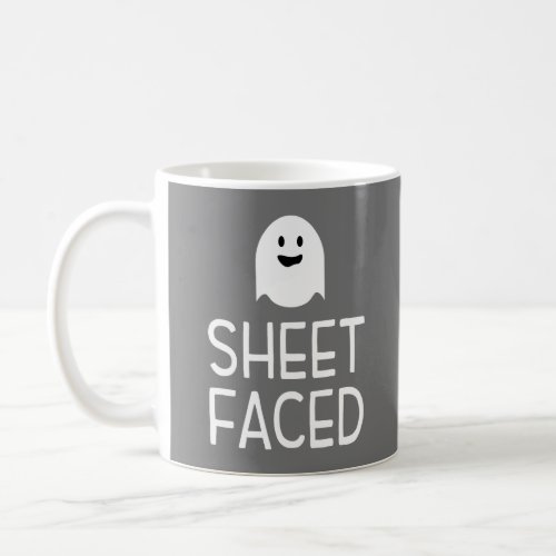 Sheet Faced Funny Halloween Party with Cute Ghost Coffee Mug