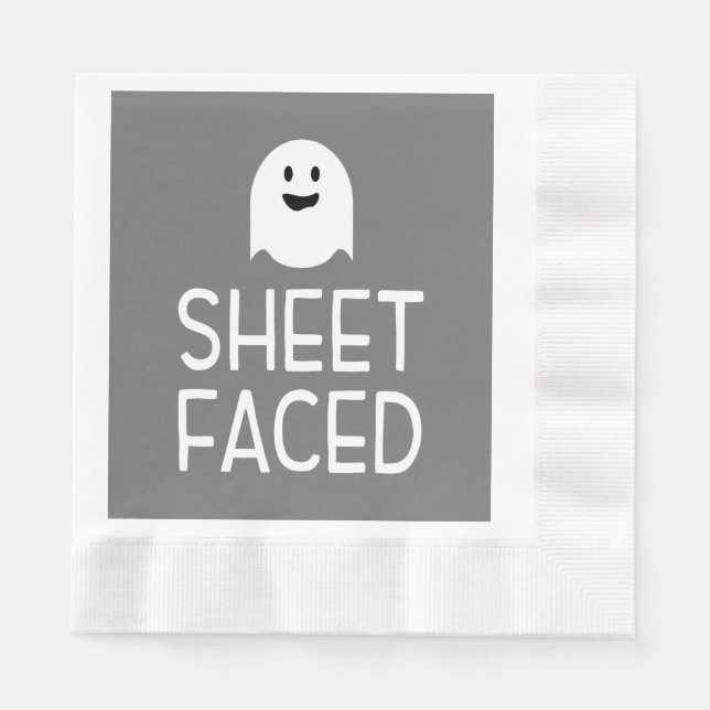 Sheet Faced Funny Halloween Party with Cute Ghost Napkins (Front)