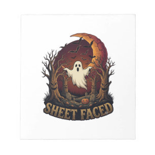 Sheet Faced Ghost Halloween Spooky Trees Moon_1 Notepad