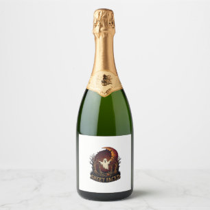 Sheet Faced Ghost Halloween Spooky Trees Moon_1 Sparkling Wine Label