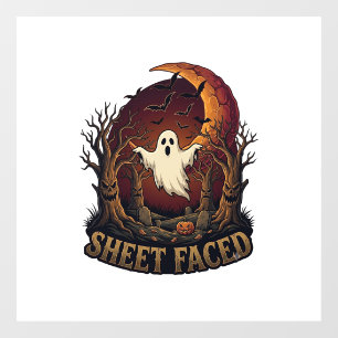 Sheet Faced Ghost Halloween Spooky Trees Moon_1 Window Cling