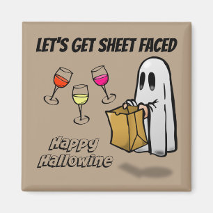 Sheet Faced Ghost Happy Hallowine Magnet