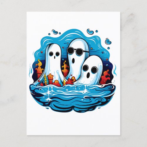 Sheet faced ghosts for Halloween Postcard