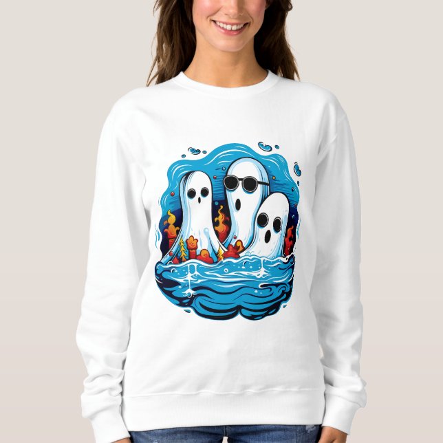 Sheet faced ghosts for Halloween Sweatshirt (Front)