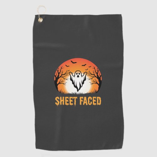 Sheet Faced Halloween Ghost Sunset Design Golf Towel