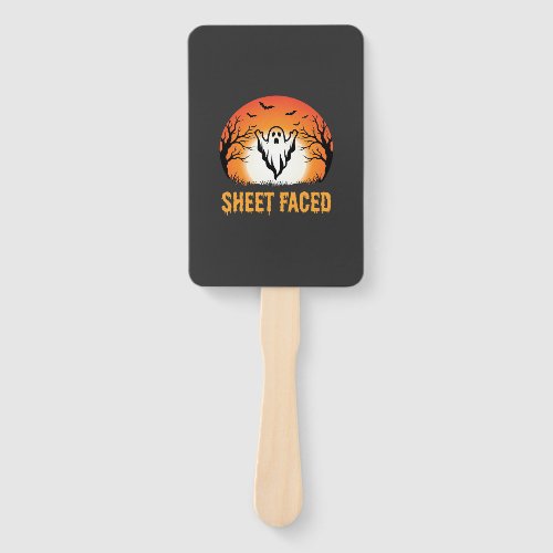 Sheet Faced Halloween Ghost Sunset Design Hand Fan