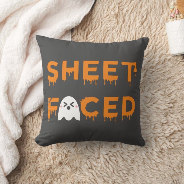 Sheet Faced Orange Throw Pillow (Blanket)