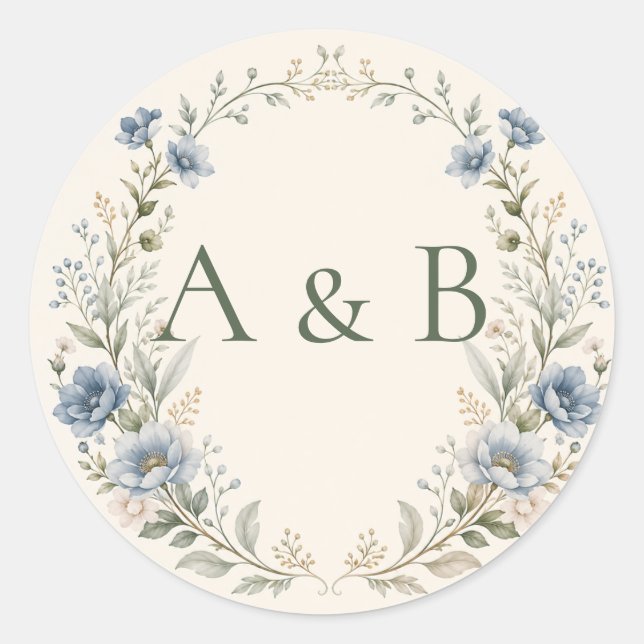 Sheet:Floral Monogram Crest Wedding Envelope Seals (Front)
