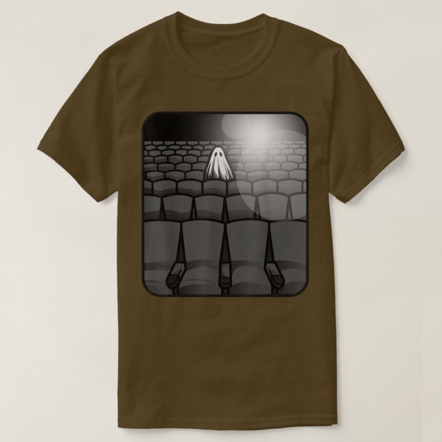 Sheet Ghost Haunted Movie Theater Sad Spooky Theat T-Shirt (Design Front)