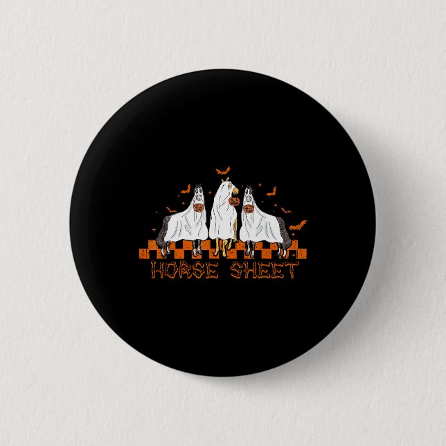 Sheet Halloween Ghost Horse Pumpkin Costume Boo  Button (Front)