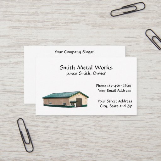 Customizable Sheet Metal Building Business Card