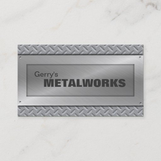 Customizable Sheet Metal Trade Business Card - Black & Silver