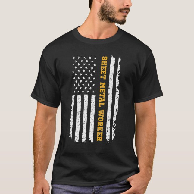 Sheet Metal Workers Us Flag T-Shirt (Front)