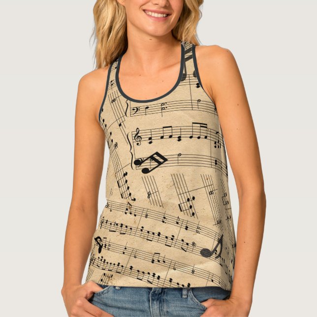 Sheet Music All-Over Print Racerback Tank Top (Front)