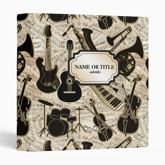 Sheet Music and Instruments Black/Gold ID481 Binder (Front/Spine)