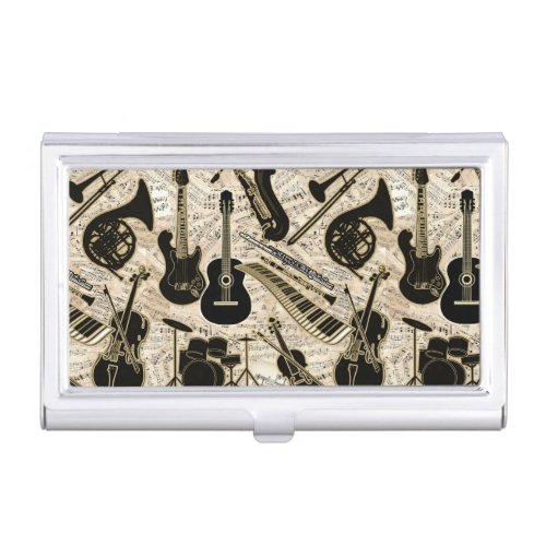 Sheet Music and Instruments BlackGold ID481 Business Card Holder