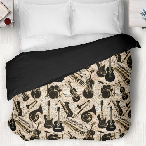 Sheet Music and Instruments BlackGold ID481 Duvet Cover