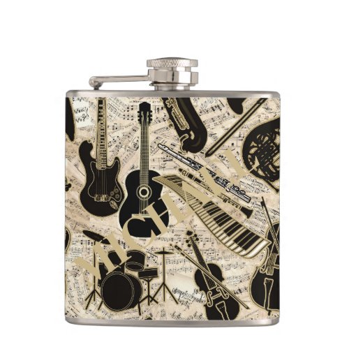 Sheet Music and Instruments BlackGold ID481 Flask